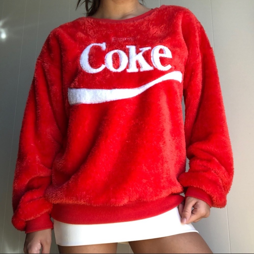 “Enjoy Coke” fuzzy sweater